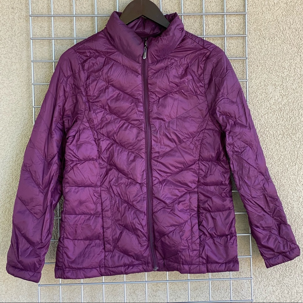 Petit Fit Burgundy Nylon Packable Down Jacket